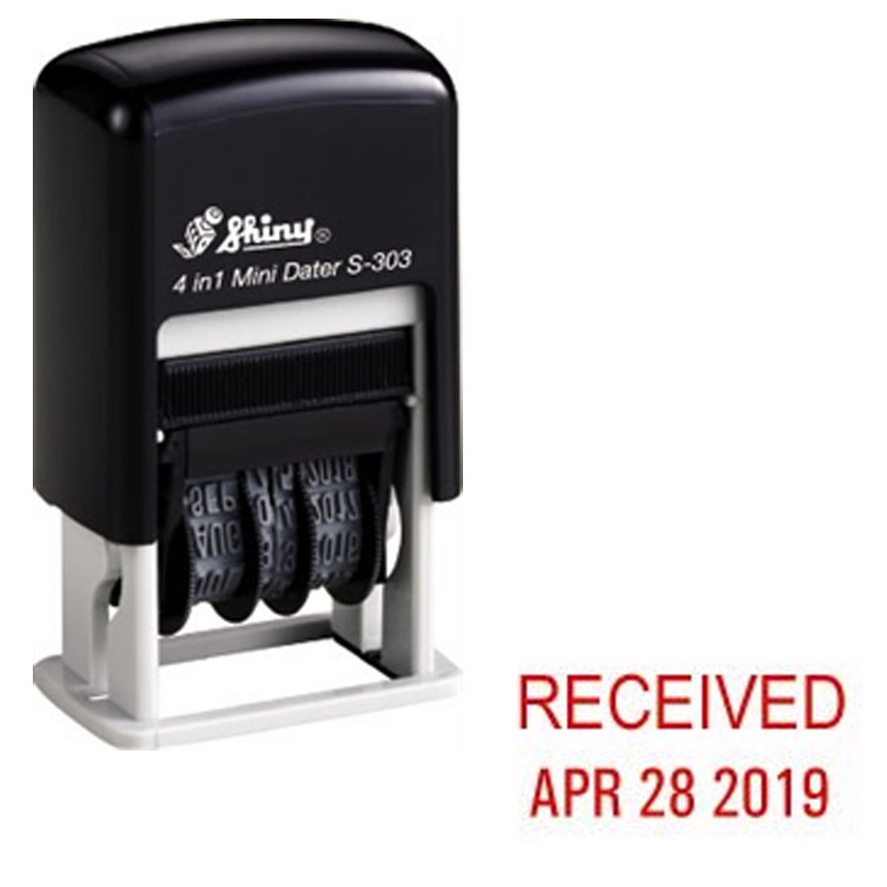 Shiny Self-Inking Rubber Date Stamp